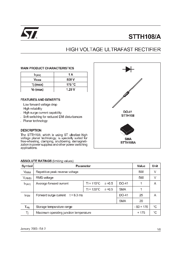 STTH108RL_274922.PDF Datasheet