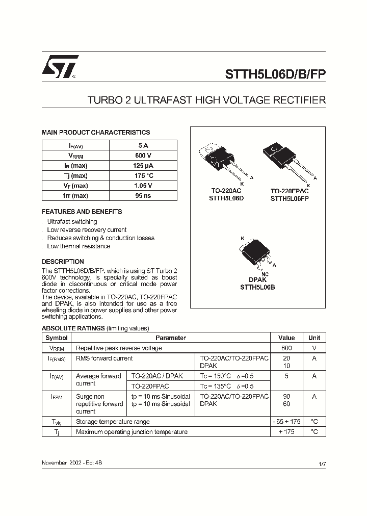 STTH5L06FP_235791.PDF Datasheet
