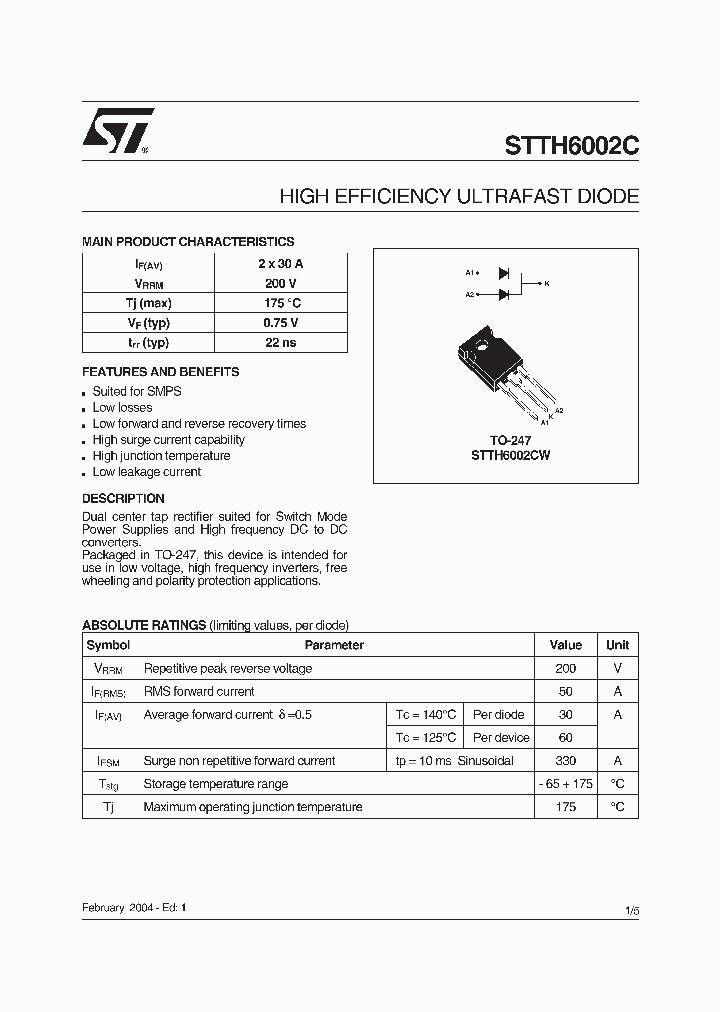 STTH6002C_249419.PDF Datasheet