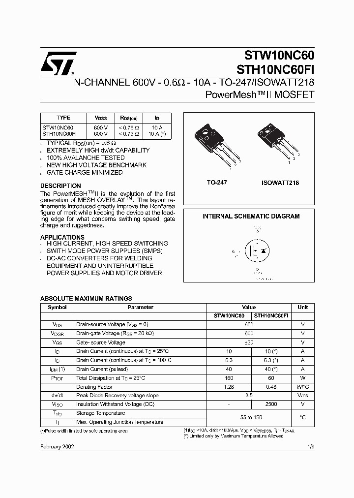 STH10NC60FI_155650.PDF Datasheet