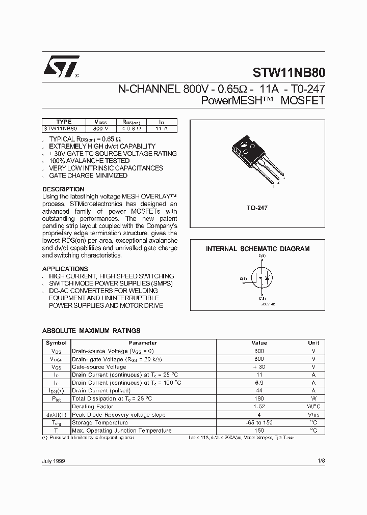 STW11NB80_229685.PDF Datasheet