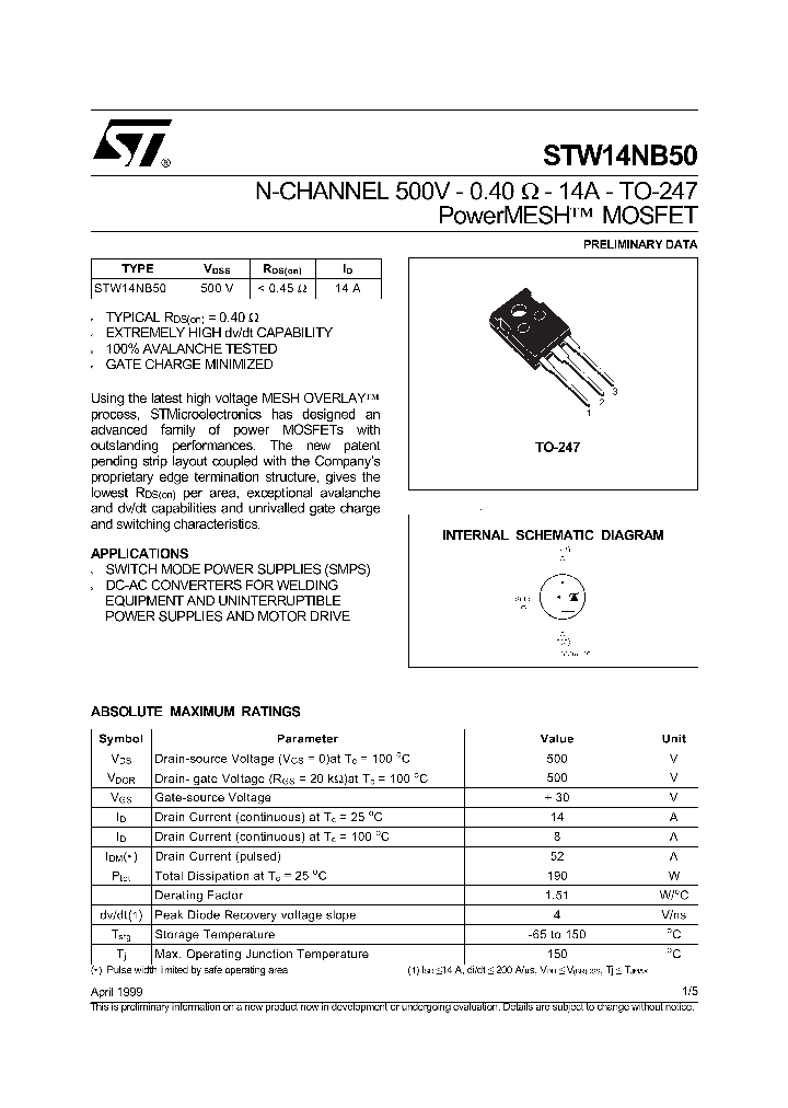 STW14NB50_285277.PDF Datasheet