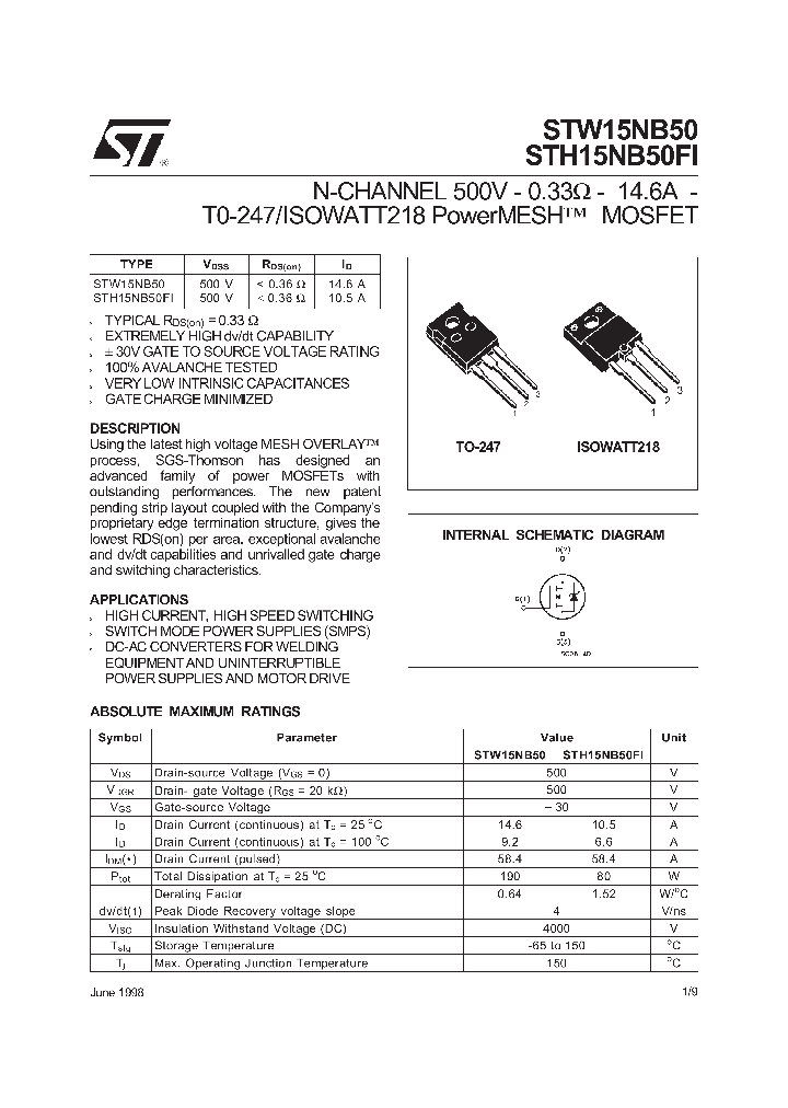 STH15NB50FI_285290.PDF Datasheet