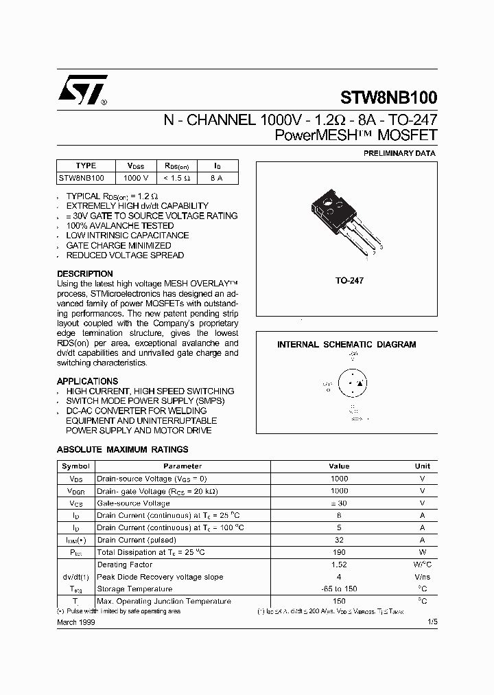 STW8NB100_285543.PDF Datasheet
