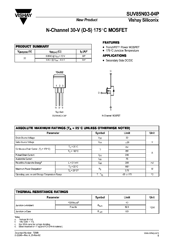 SUV85N03-0_258724.PDF Datasheet