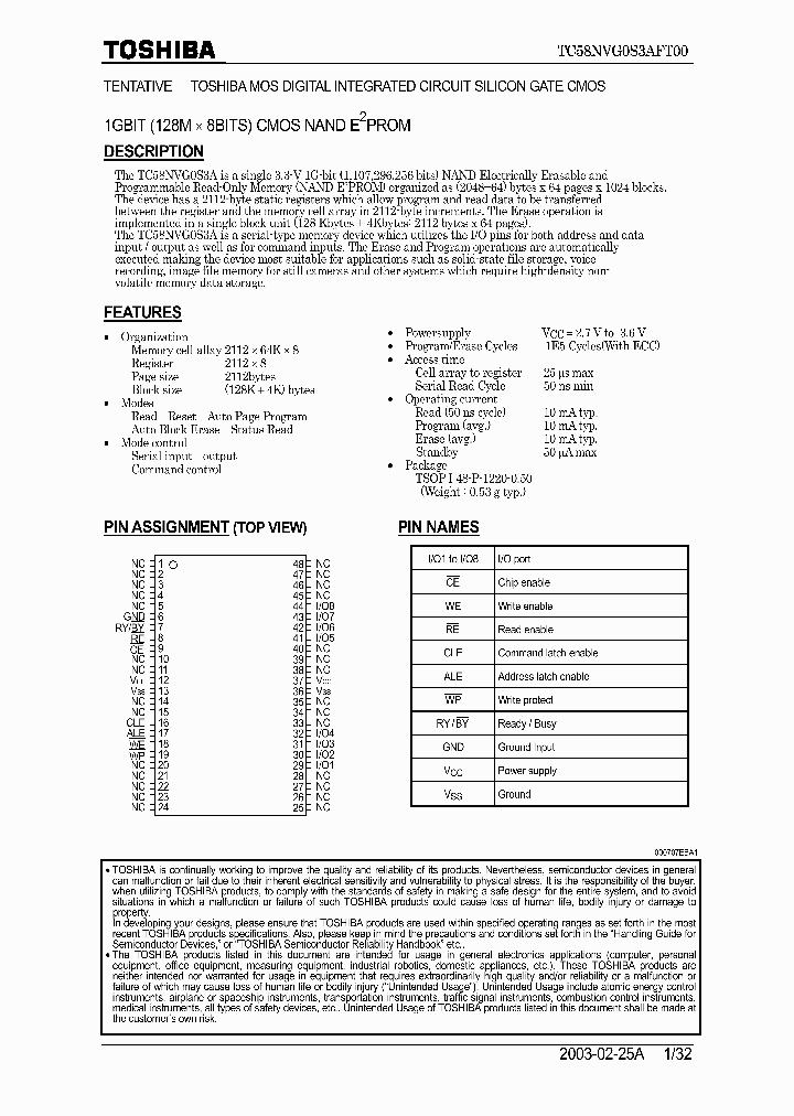 TC58NVG0S3AFT00_212794.PDF Datasheet