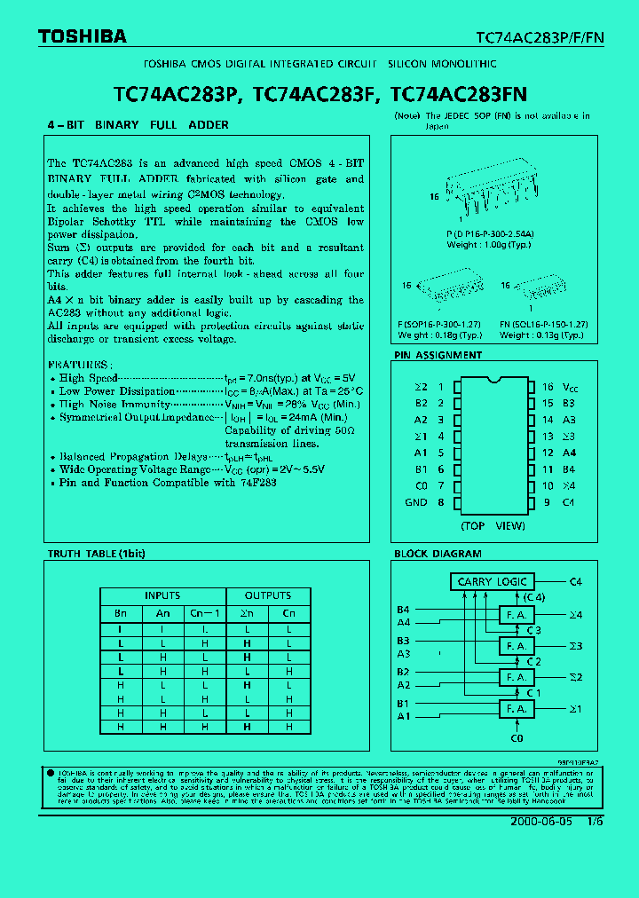 TC74AC283FN_305298.PDF Datasheet