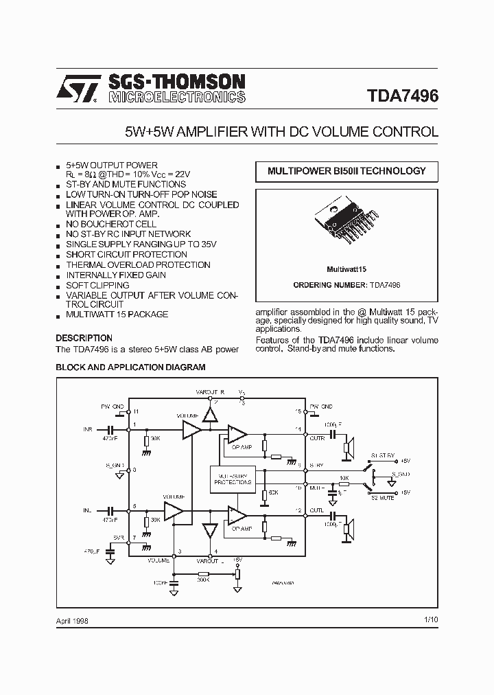 TDA7496_133592.PDF Datasheet