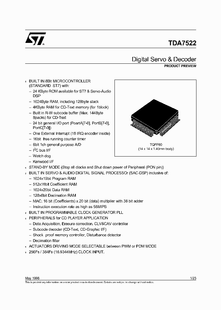 TDA7522_283525.PDF Datasheet
