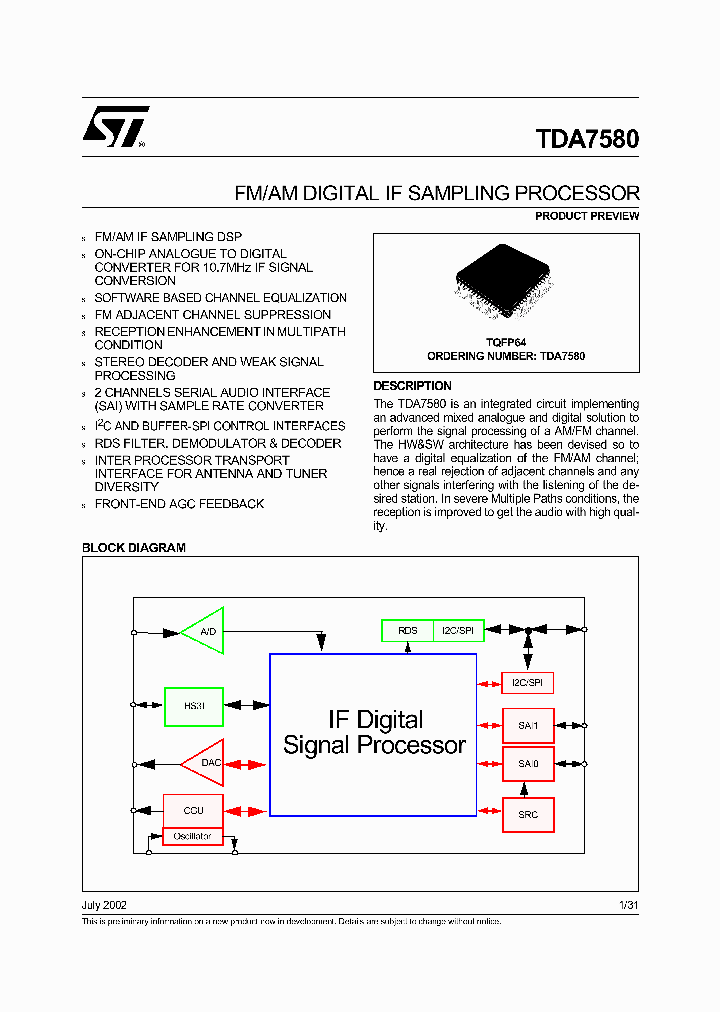 TDA7580_239567.PDF Datasheet
