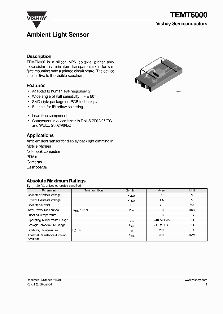 TEMT6000_262625.PDF Datasheet
