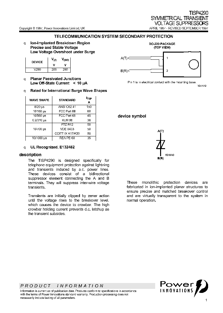 TISP4290_244187.PDF Datasheet