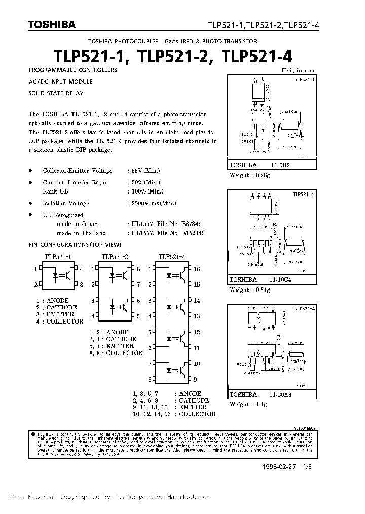 TLP521-1_247735.PDF Datasheet