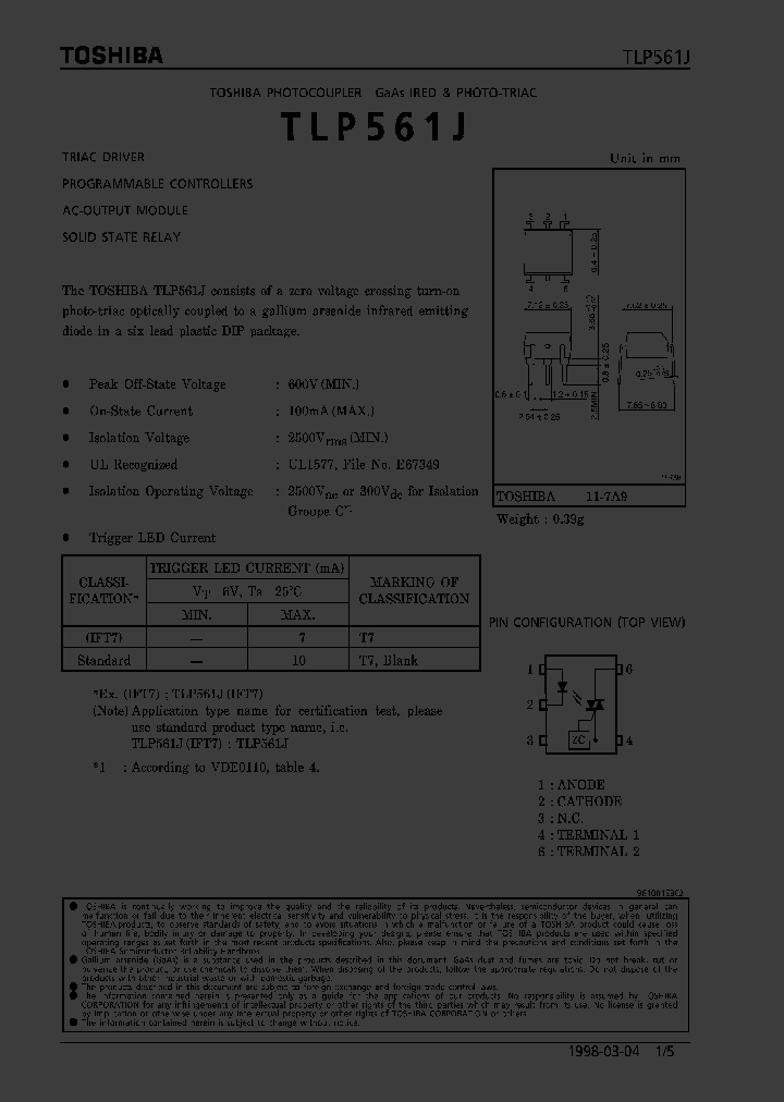 TLP561J_224129.PDF Datasheet