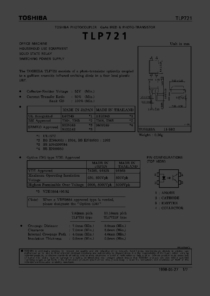 TLP721_291935.PDF Datasheet