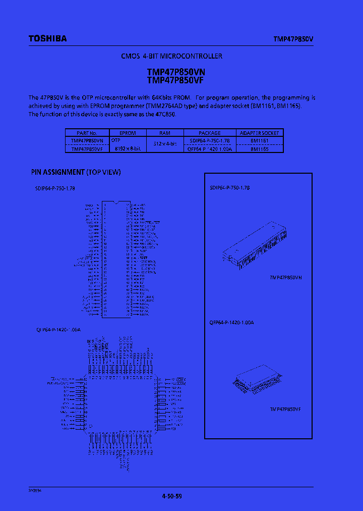 TMP47P850VNTMP47P850VF_208352.PDF Datasheet