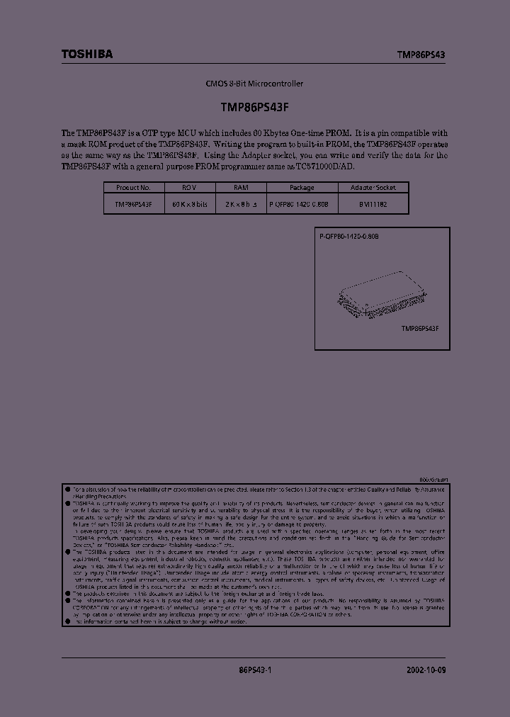 TMP86PS43F_295117.PDF Datasheet