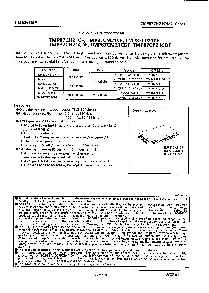 TMP87CH21CFCDF_235320.PDF Datasheet