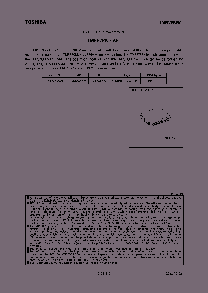 TMP87PP24AF_224255.PDF Datasheet