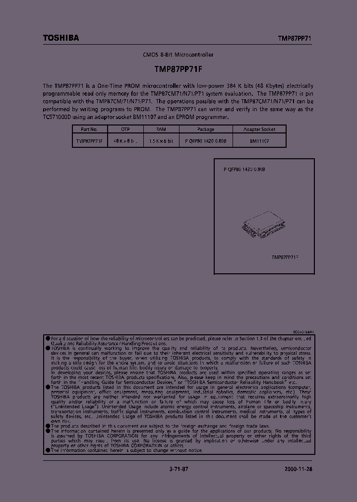 TMP87PP71F_235321.PDF Datasheet