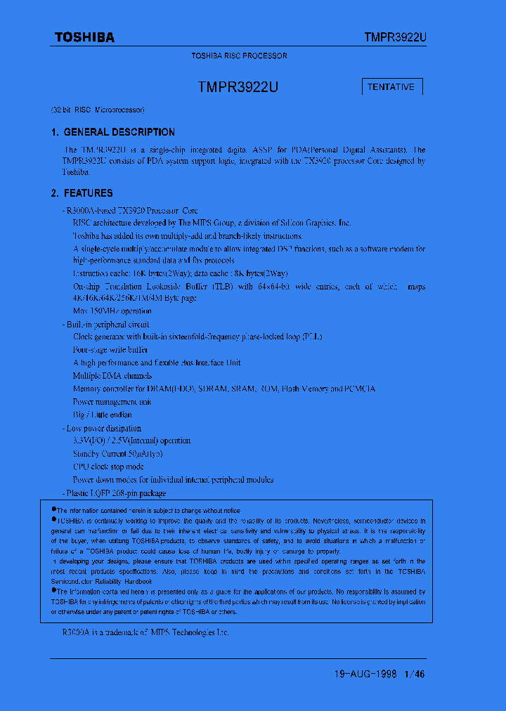 TMPR3922U_274229.PDF Datasheet