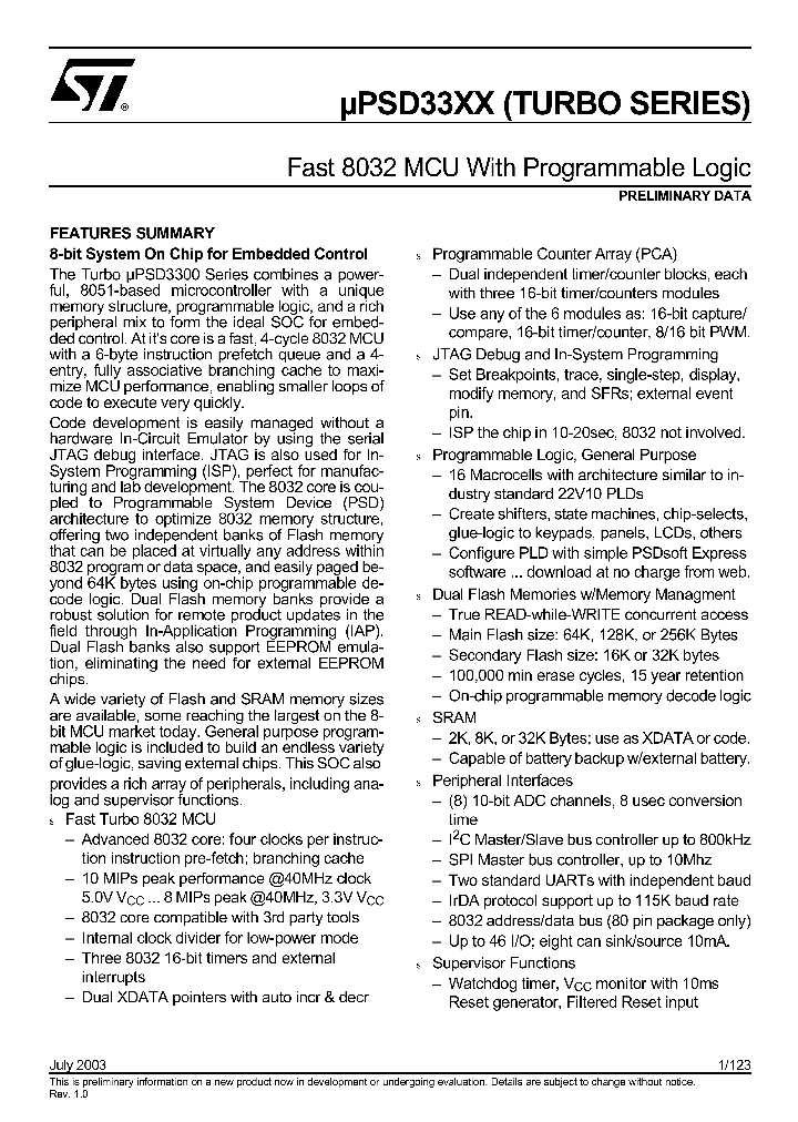 UPSD3312DV_277320.PDF Datasheet