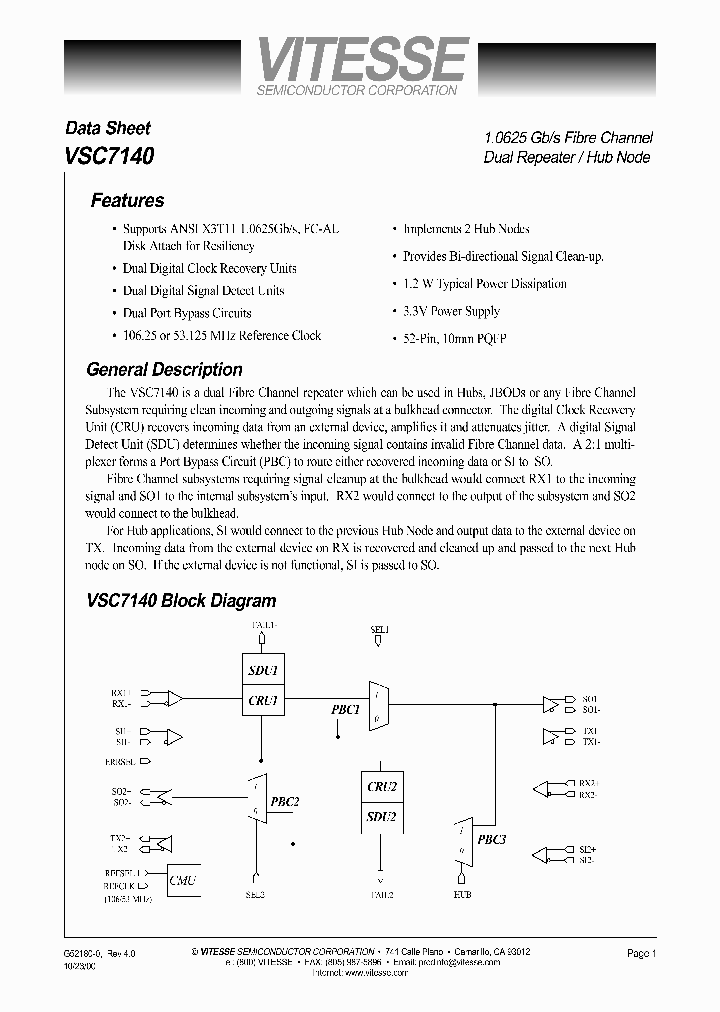 VSC7140_296468.PDF Datasheet