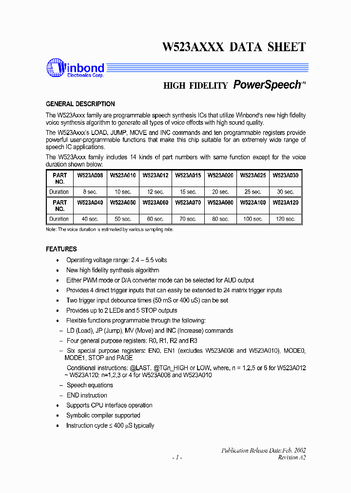 W523A050_278770.PDF Datasheet