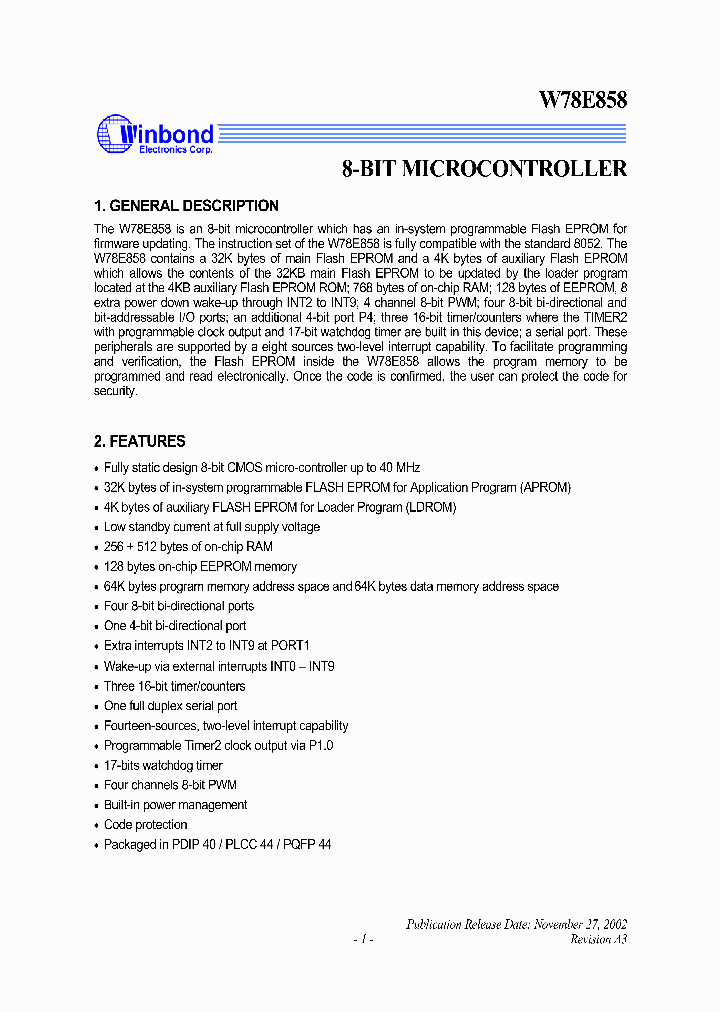 W78E858_232169.PDF Datasheet