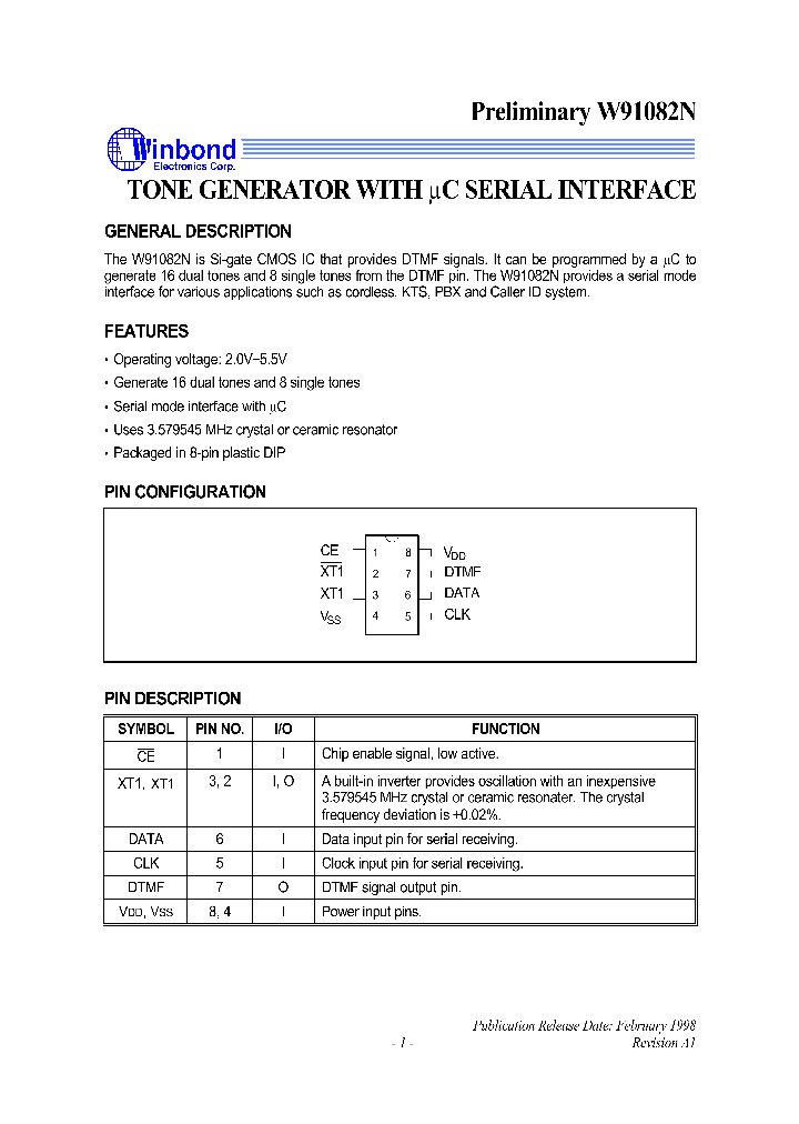 W91082N_214781.PDF Datasheet
