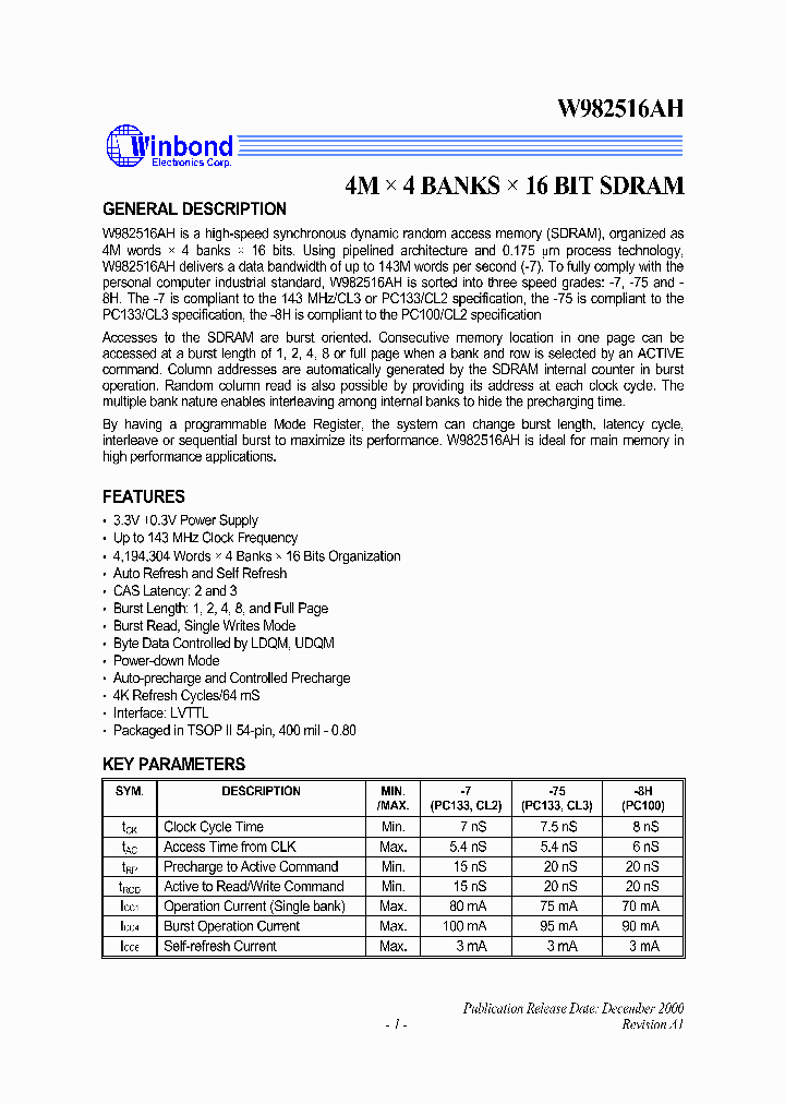 W982516AH_280465.PDF Datasheet