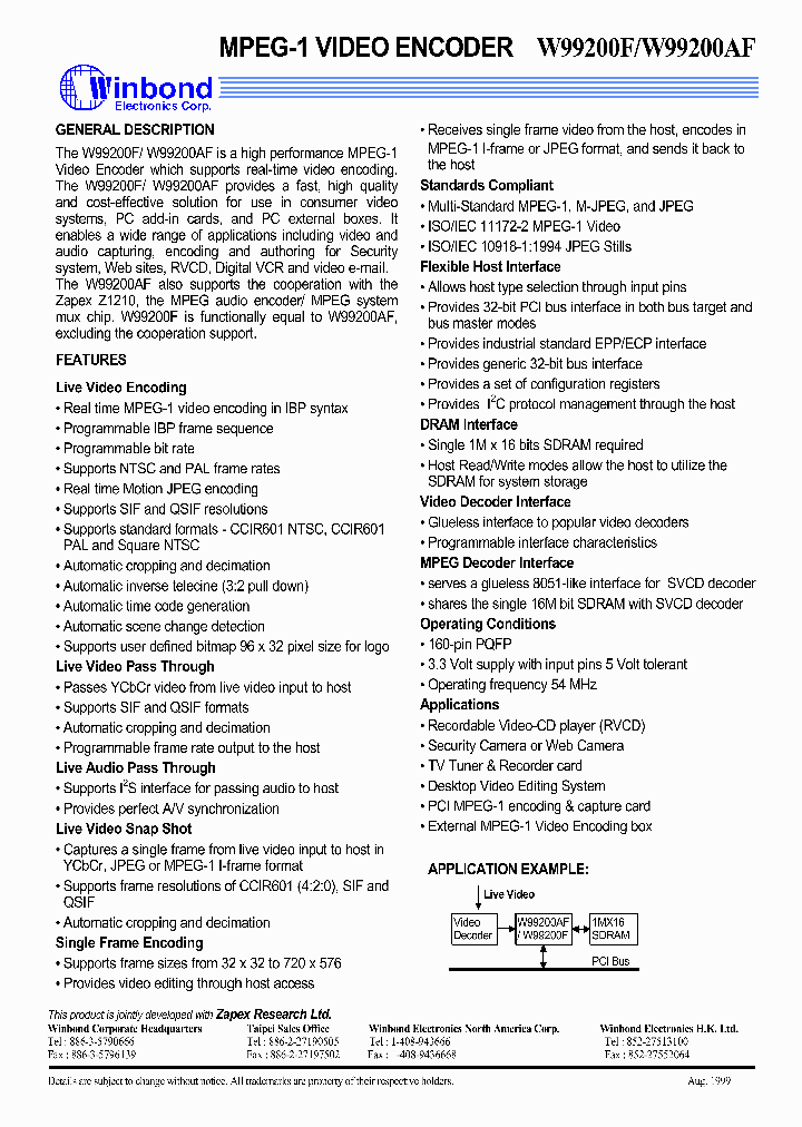 W99200FW99200AF_284463.PDF Datasheet
