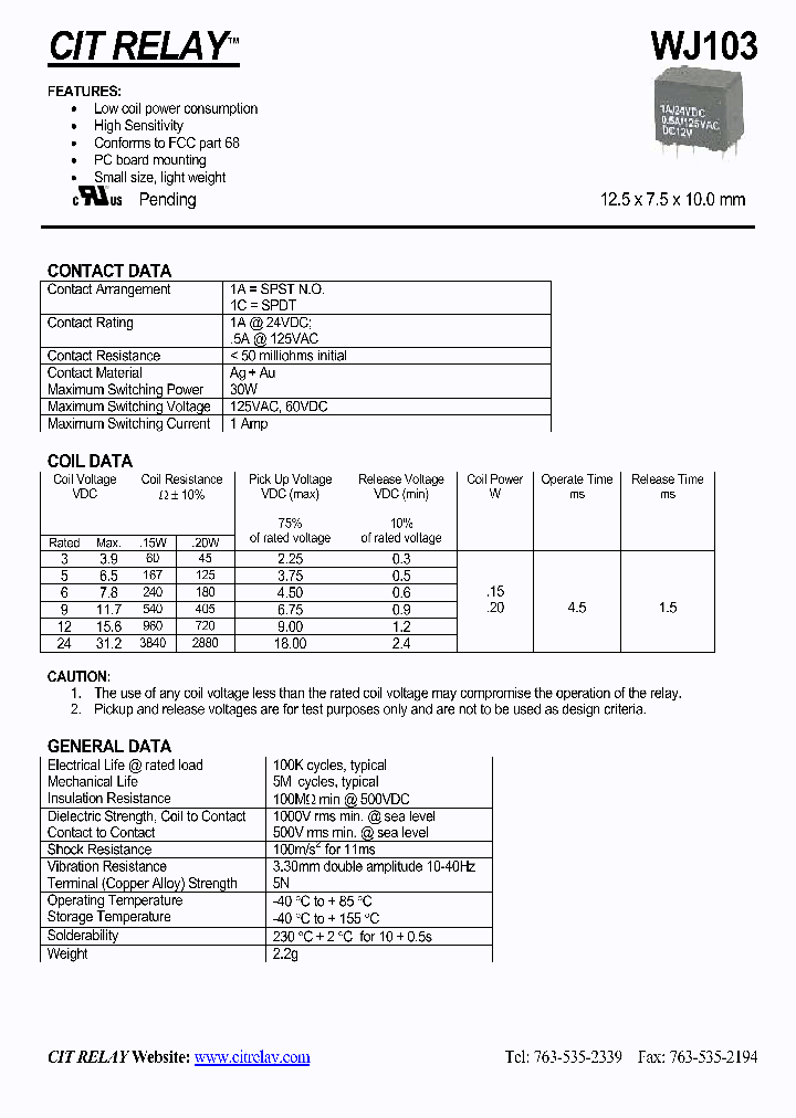 WJ1031C9DC15S_280609.PDF Datasheet
