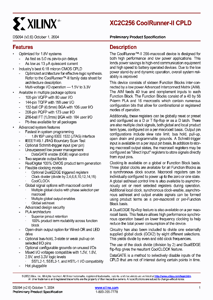 XC2C256_267825.PDF Datasheet