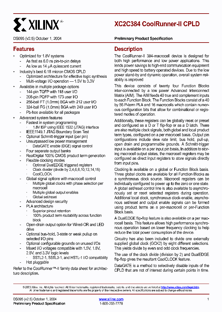 XC2C384_271148.PDF Datasheet