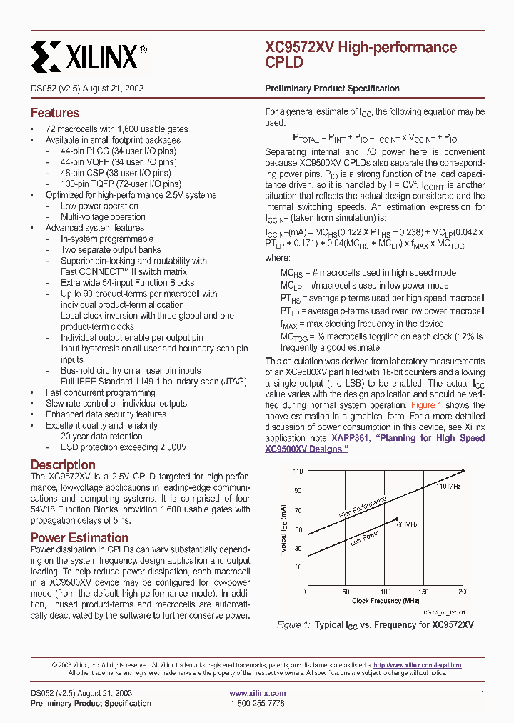 XC9572XV_272352.PDF Datasheet