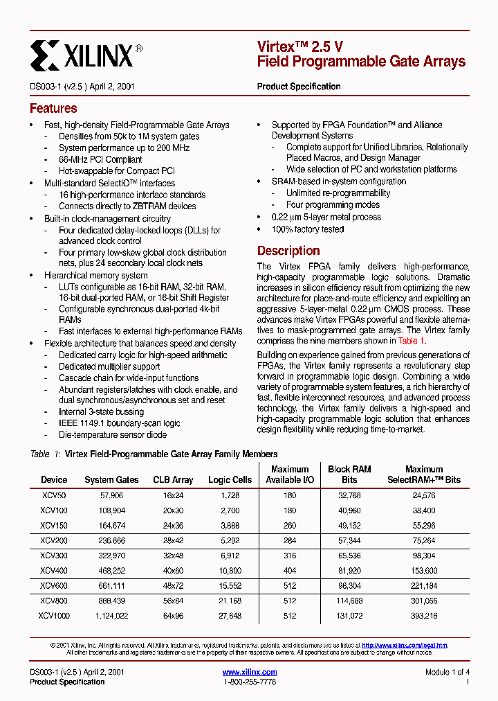 XCV100-4BG256C_228289.PDF Datasheet