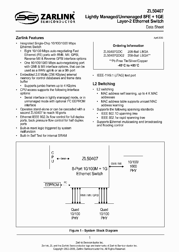 ZL50407_291268.PDF Datasheet