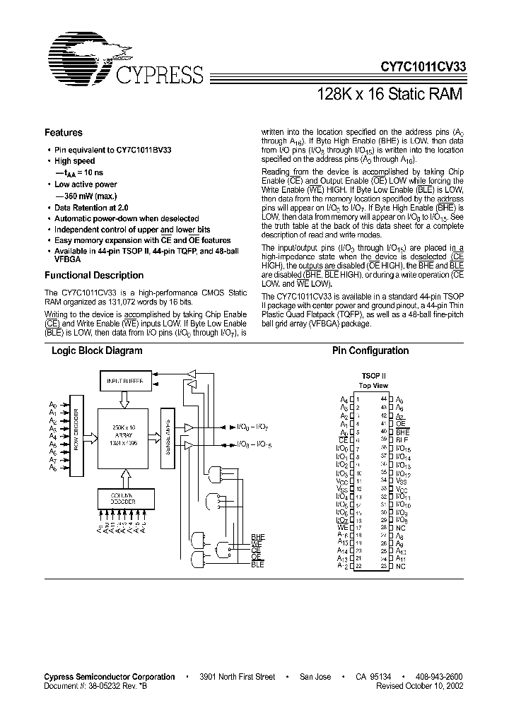 CY7C1011CV33_244854.PDF Datasheet