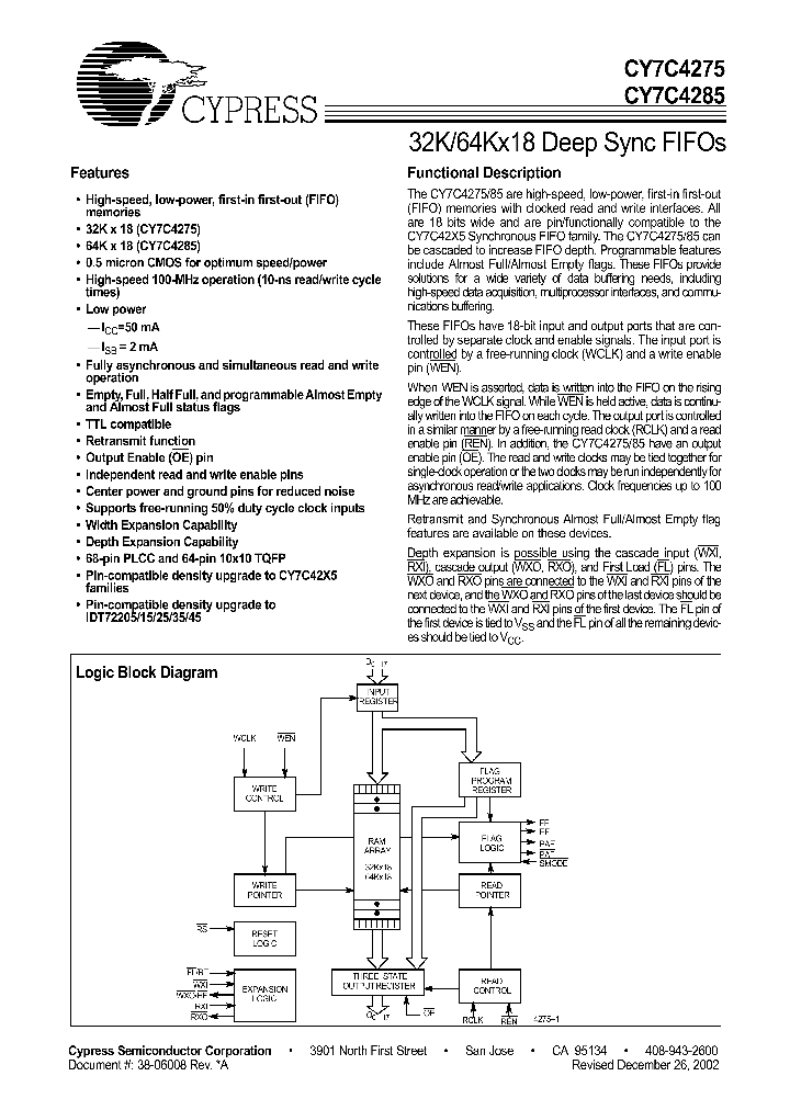 CY7C4285-15ASC_223084.PDF Datasheet