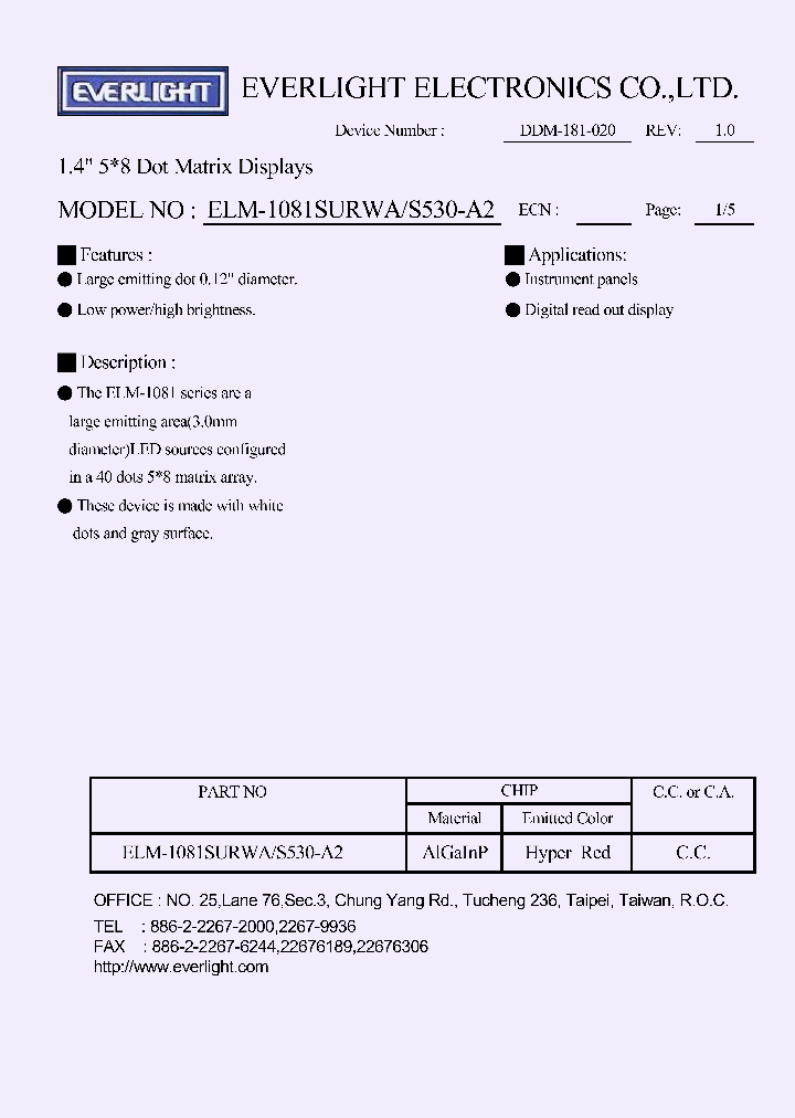 ELM-1081SURWA_229023.PDF Datasheet