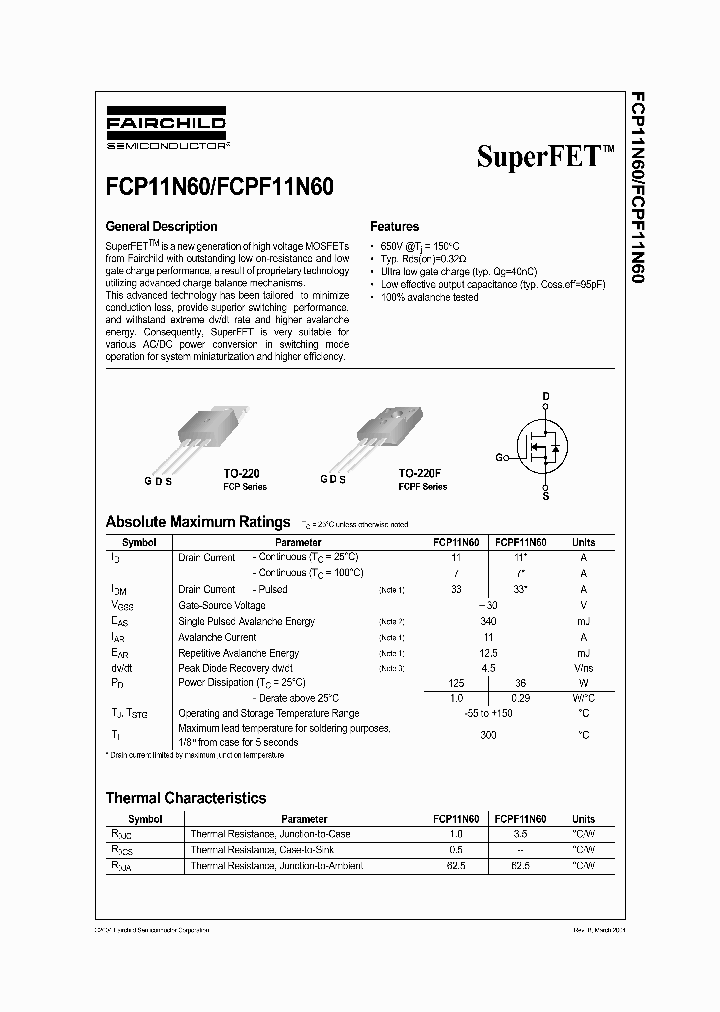 FCP11N60_250099.PDF Datasheet