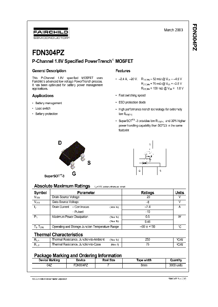 FDN304PZ_259204.PDF Datasheet