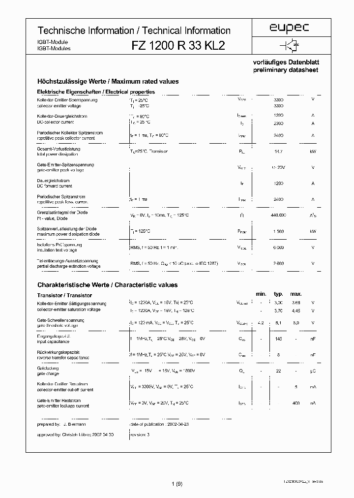 FZ1200R33KL2_216901.PDF Datasheet