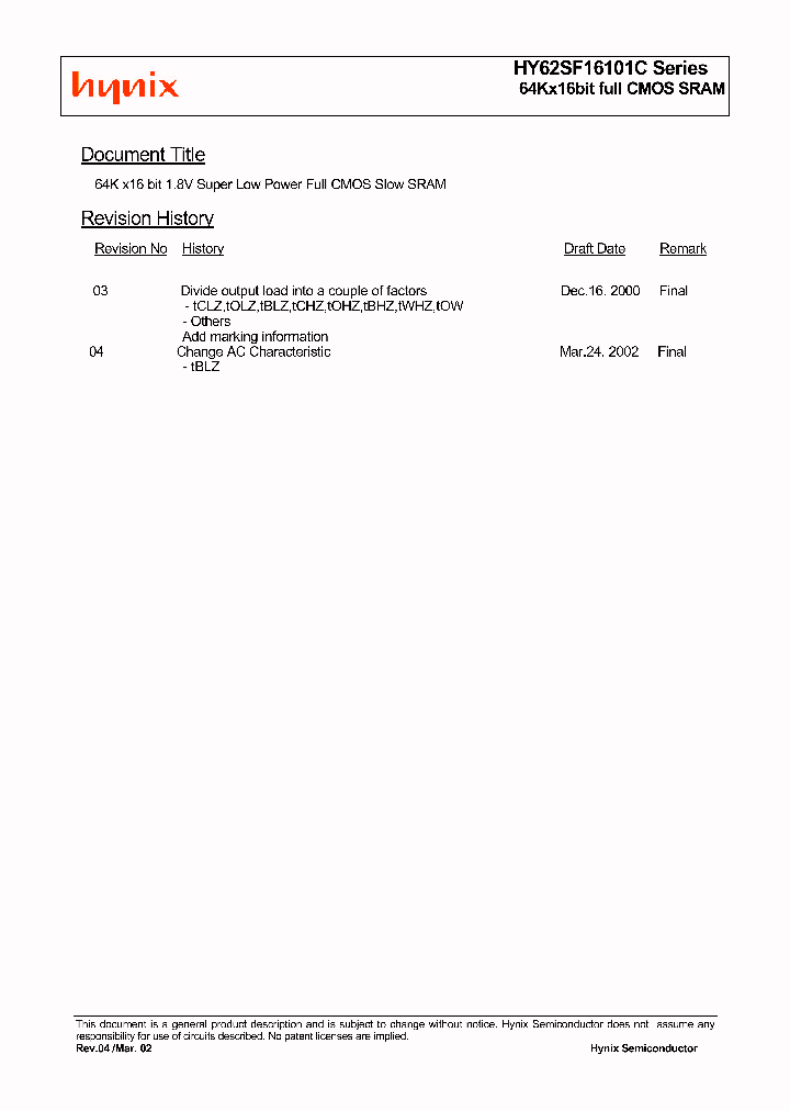 HY62SF16101C_261025.PDF Datasheet