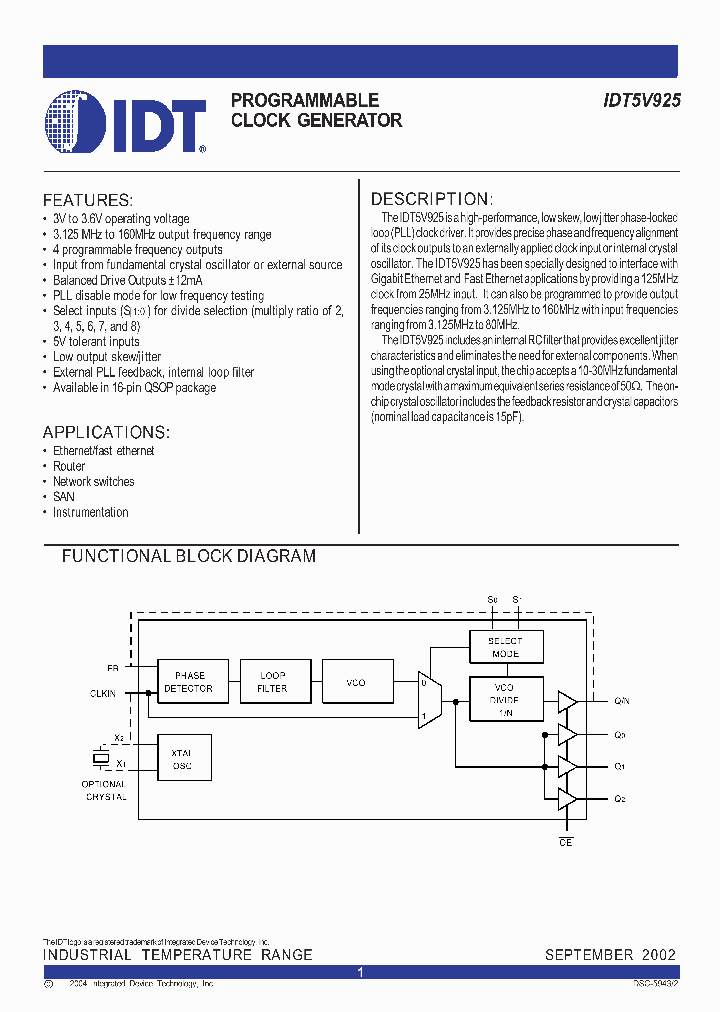 IDT5V925_266554.PDF Datasheet