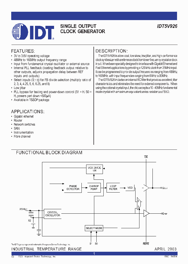 IDT5V926_266557.PDF Datasheet