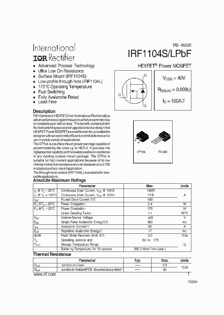 IRF1104LPBF_215818.PDF Datasheet