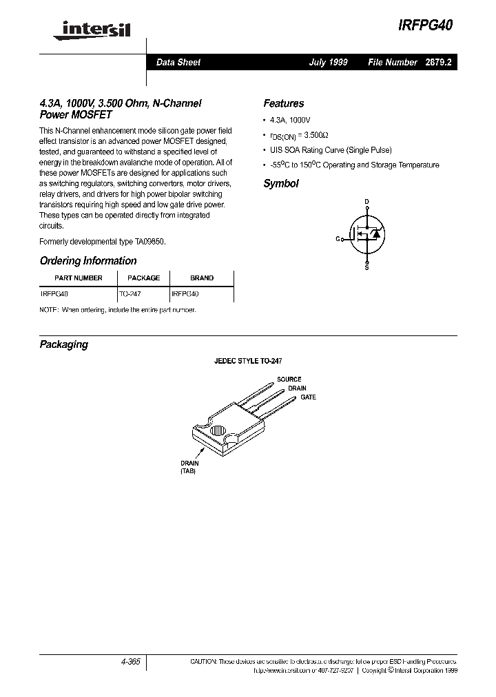IRFPG40_245308.PDF Datasheet