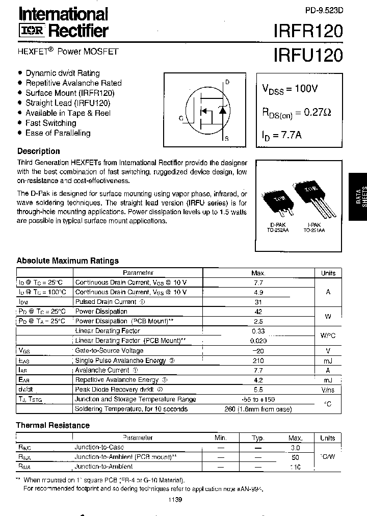IRFR120_255868.PDF Datasheet